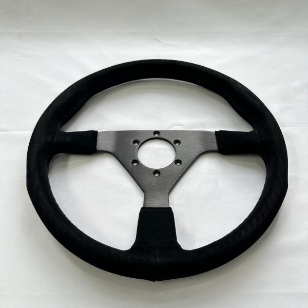 Aluminum Alloy Suede Racing Steering Wheel 6 Bolt 6x70mm 350mm Deep Dish 36mm