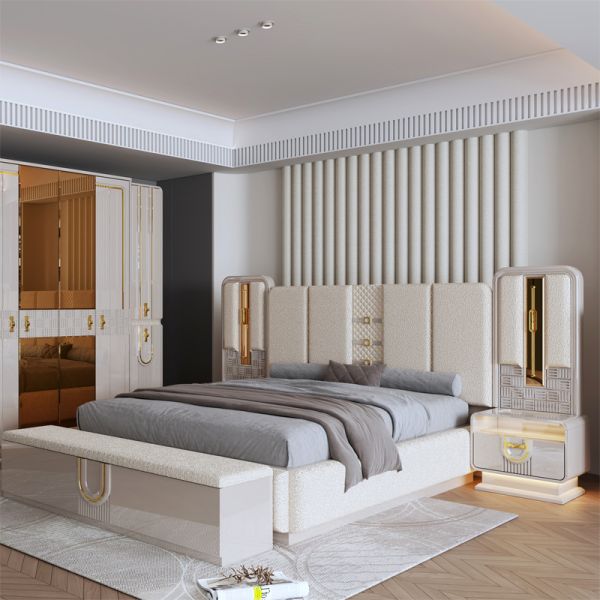 Modern Luxury Royal Complete Bedroom Sets Wood king Size Bed Home Room Double Wooden Frame Bedroom Furniture Set