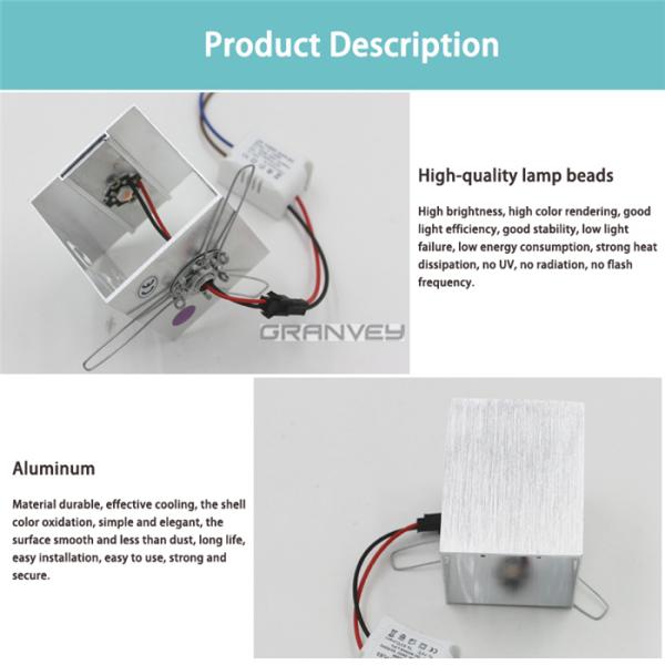 IP 54 Rate Square Indoor LED Wall Lights Illumination LED Sconces 1W 3W