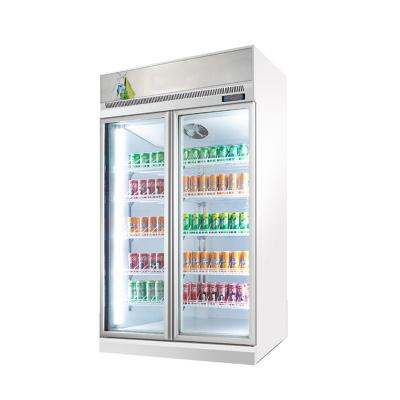 Commercial Beer Soda Soft Drinks And Cold Beverage Upright Display Coolers With 2 Glass Front Door