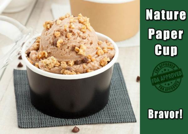PE Coated Paper Ice Cream Cups 3 - 32 Oz Food Safe With Flexo Printing