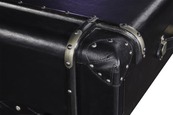 4 Drawers Side Coffee Table Vintage Retro Black Top Genuine Leather For Office