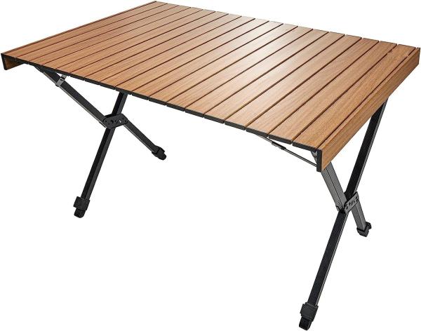 Roll-up Table, folding Plastic Wooden Design Coffee Lounge Patio Portable Foldable Plastic Garden Table Set