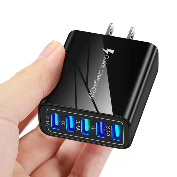 Portable 48W Fast USB Chargers 5 Port USB Travel Charger Adapter