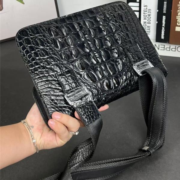 Authentic Crocodile Skin Men's Small Shoulder Bag Ultrathin Flap Purse Genuine Alligator Leather Male Messenger Bag