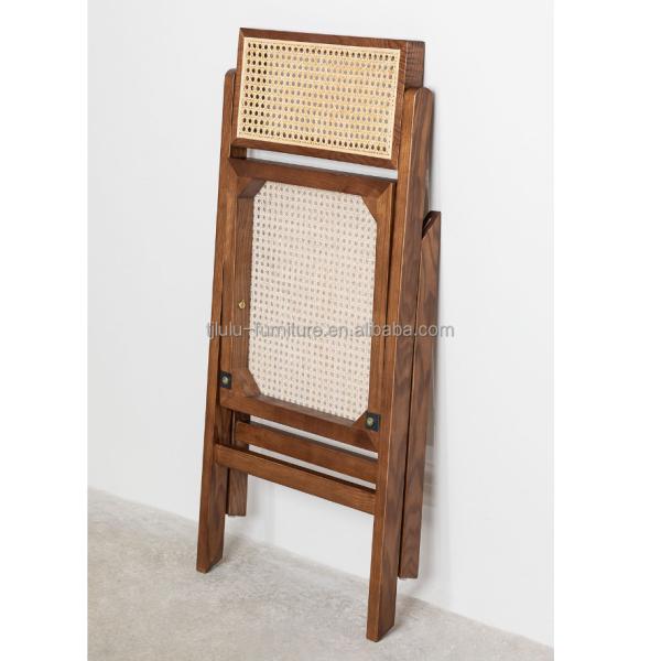 Restaurant Hotel Nordic Modern Natural Rattan Foldable Solid Wood Dining Chair for Dining Room Furniture