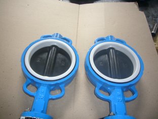 High Performance DIN 2501 PN6 / PN10 / PN16 Flange Wafer Butterfly Valve Disc Coated PTFE