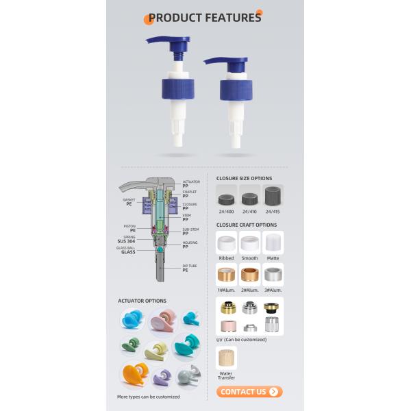 Eco Friendy PP Plastic Lotion Pump Ribbed Design  24/410 28/410