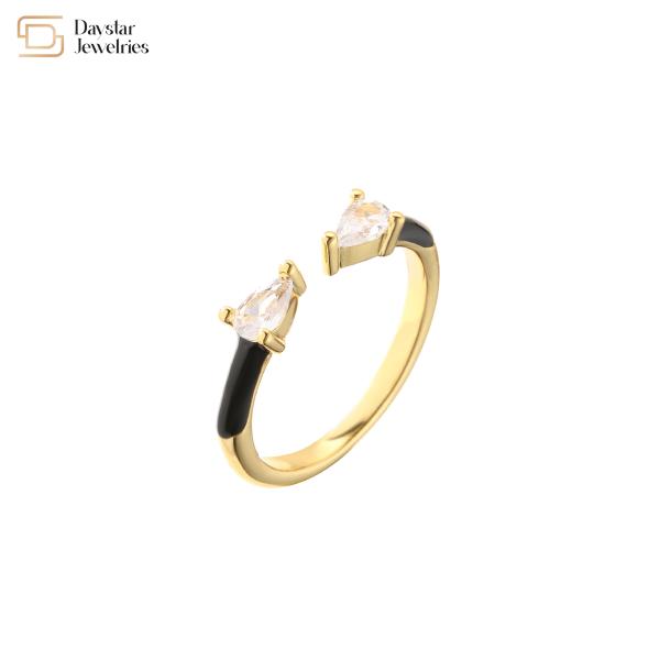 золото 18k покрыло регулируемые кубические кольца падения воды Zirconia для украшений женщин