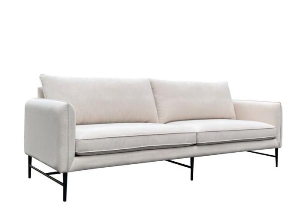 Three Seater Iron Base KD Fabric Sofa High Density Foam Seat Cushions Polyester Fabric