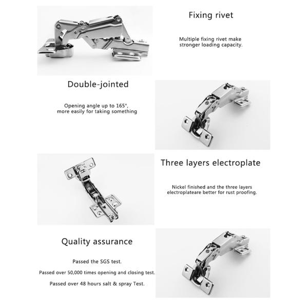 11.5mm Hinge Cup Depth 165 Degree Self Closing Furniture Hinges for Kitchen Cabinet