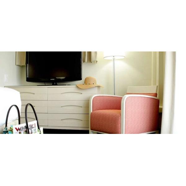 Fashion Design of Hotel room Interior Furniture by White painting Queen Bed with Side table and Storage Chest of Drawers