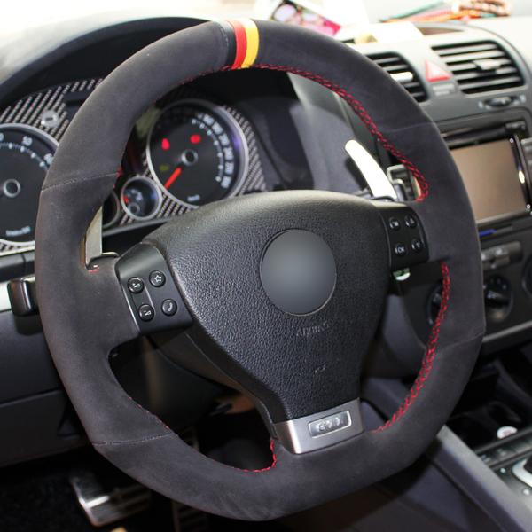 Blue Suede Steering Wheel Cover for Volkswagen VW Golf 5 Mk5 GTI R32 Passat R GT 2005