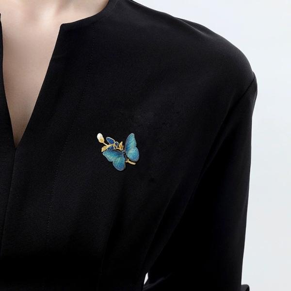 Pin Closure Timeless Blue Butterfly Jewelry Pearl Gold Detailing for Bridal Gifts Everyday Glam