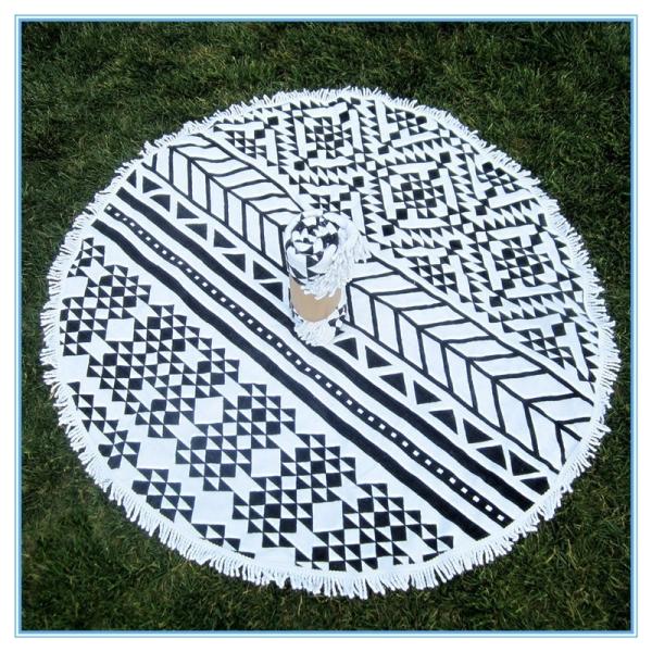cotton large round beach towels novelty towels with tassel fringe