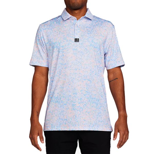 Custom High Quality Polyester Spandex Blade Collar Golf Polo Shirt Wholesale Men Sublimation Printed Golf Shirt