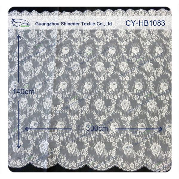 Modern Bridal Allover Floral Chantilly Scalloped Lace Dress Fabric