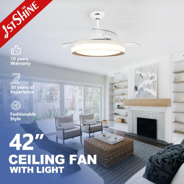 DC Motor Type LED Ceiling Fan with Folding Clear Blades 42 Inch Space Saving Design
