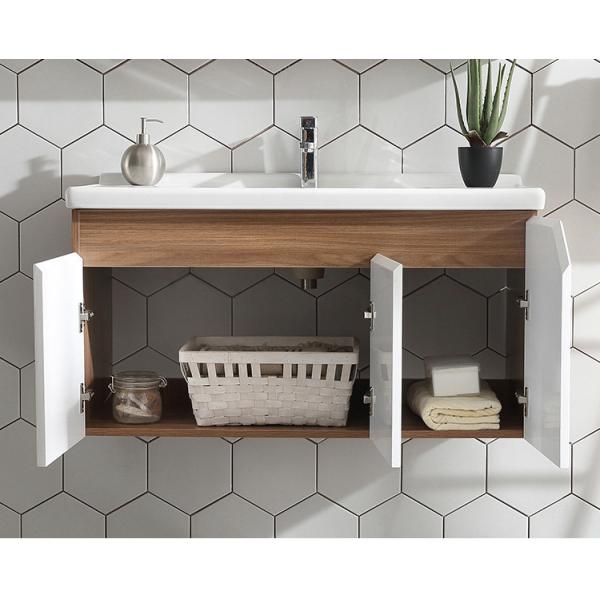 Anti Corrosion Solid Wood Bathroom Cabinet With Mirror Wash Basin