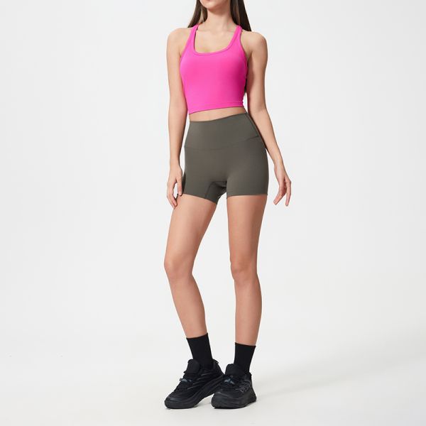 High Waisted Women Yoga Shorts Seamless Stretchy Navy Blue for Workout Gym Fitness