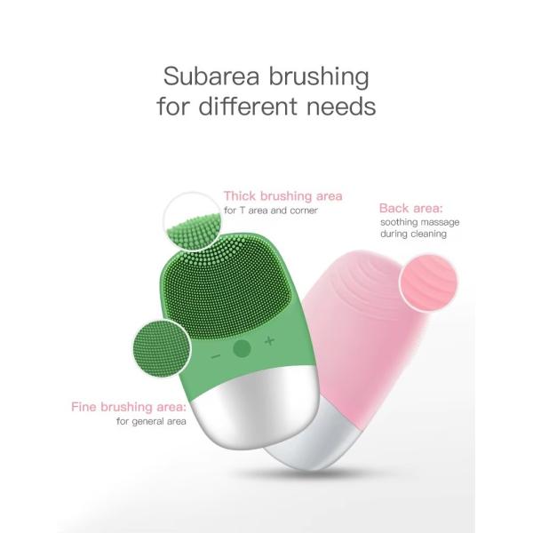 Cepillo de limpieza facial sónico de silicona OEM, cepillo exfoliante de piel impermeable, limpiador profundo