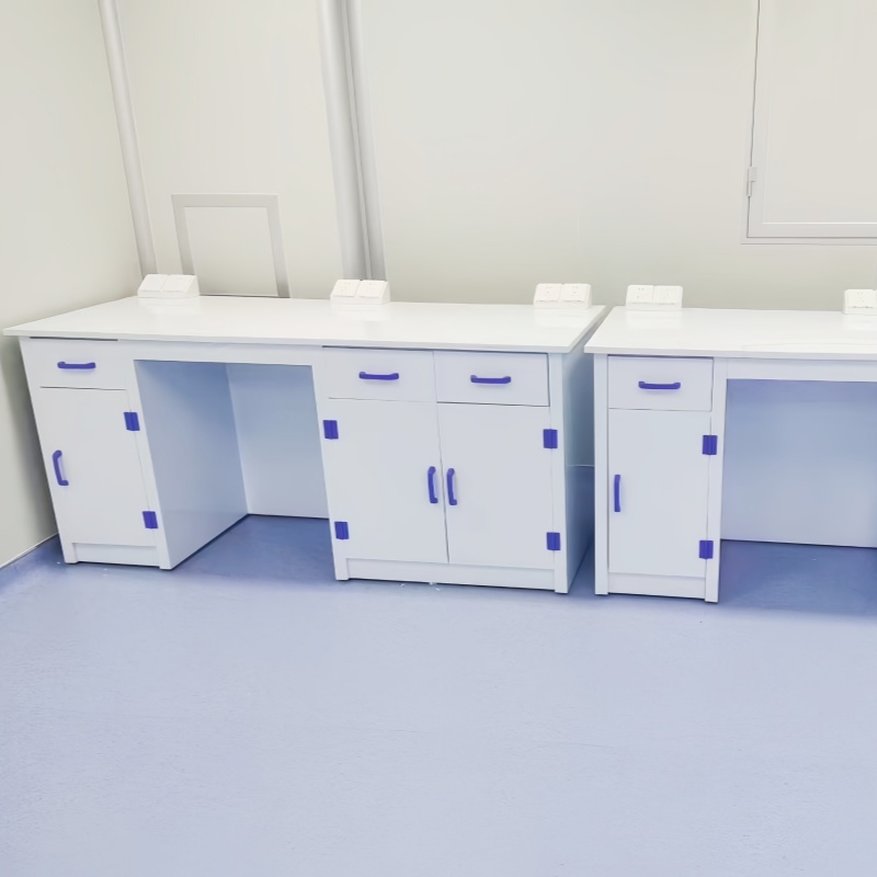 PP Lab Work Bench Corrosion Resistant Modular Lab Benches White With Double Layer Storage Rack