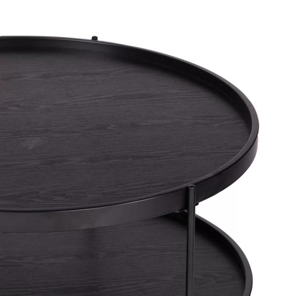 Modern Apartment Wooden Iron Round Coffee Table Loose Furniture Black White