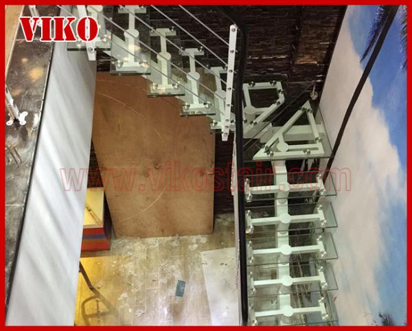 Steel Cable Stair VK65SC TreadTempered glasAluminum Baluster Glass Handrail 304 Stainless Steel Carbon SteelPowder-coate