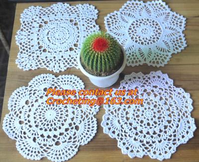 Crochet Tablecloth Colorful flower Placement, Doilies Cup Mat Pad, Crochet Doilies