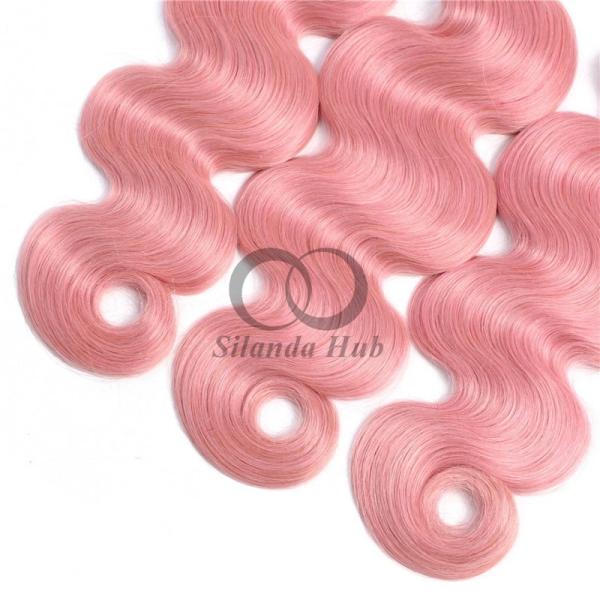 Pink Body Wave Remy Human Hair Bundles Sew In Weave Bundles Brazilian Bundle Deals