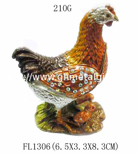 Unique hen jewelry box metal jewelry trinket box hen jewelry box