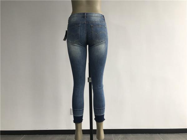 Fashionable Ladies Denim Jeans Size Customized Frayed Hem Denim Jeans TW82264