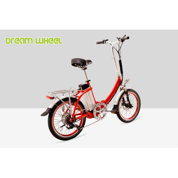 Red Citizen Lightweight Electric Folding Bike 20 Inch 36V 250W V Brake
