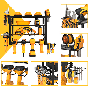 Effortlessly Organize and Access Power Tools with Floating Tool Shelves and Pegboard
