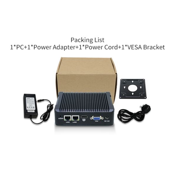 Quad Core J1900 Mini PC with Dual Display and 12V Power Supply Fanless Industrial Computer Barebone System