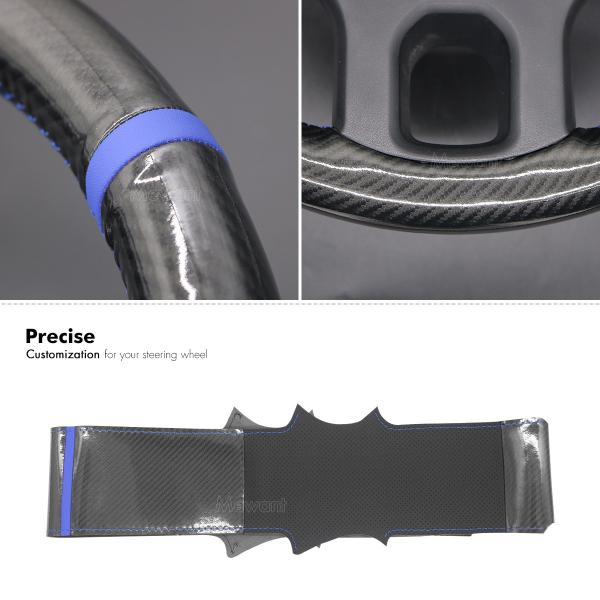 Custom Hand Stitching Carbon Leather Steering Wheel Cover for Dodge RAM 1500 3500 2013 2014 2015 2016 2017 2018