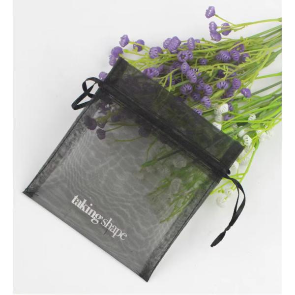 Custom Logo Printed Solid Organza Drawstring Dust Bag Mesh Gift Pouch