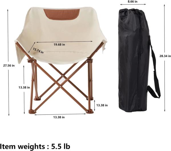 Folding Chairs Heavy Duty Support 350 lbs Moon Chair with Carry Bag Portable Folding Camping Chair with Carry Bag