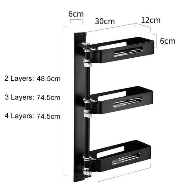 3 Tiered Wall Mounted Kitchen Storage Racks 180 Degree Rotatable For Spice Jars