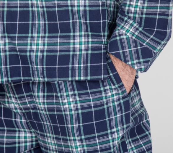 Comfortable Soft Mens Luxury Sleepwear Cotton Reverse Collar Long Sleeve Shirt