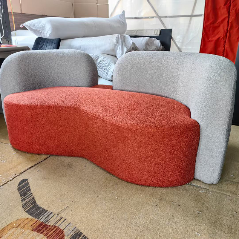 Minimalist Modern Eco-Friendly Curved Fabric Corner Sofa Set for Villa Home Office Living Room