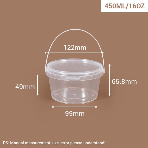 450ml-900ml Transparent Plastic Food Storage Buckets With Lids Fruit Bucket