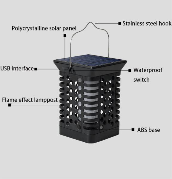 FCC modern 95lm/w ABS LED Solar Landscape Light Solar Flicker Stake Light