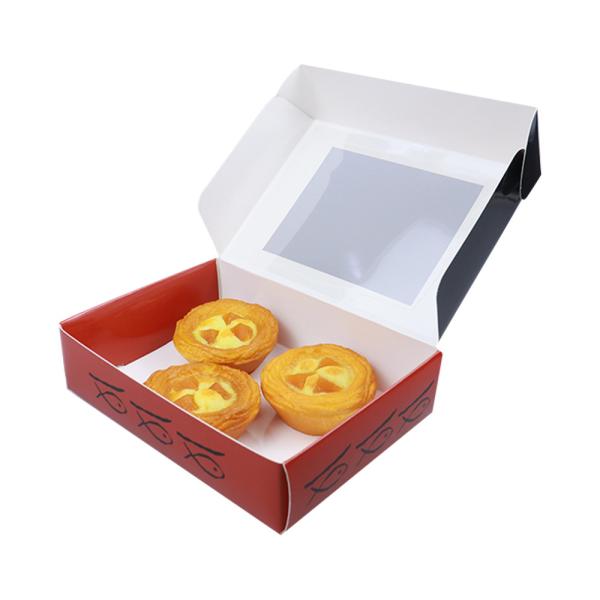 Nueva moda de venta caliente paquete de galletas con ventana de PVC caja de papel de rosquillas cajas de tarta dulce cajas de paquete plegadas