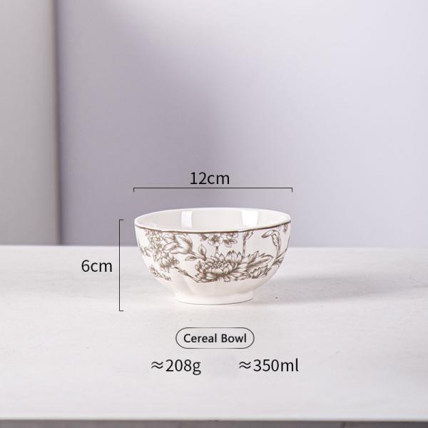 Porcelain Stock Plate Bowl Set 4.5 Inch Microwave Re Heatable Plant Pattern Red Floral