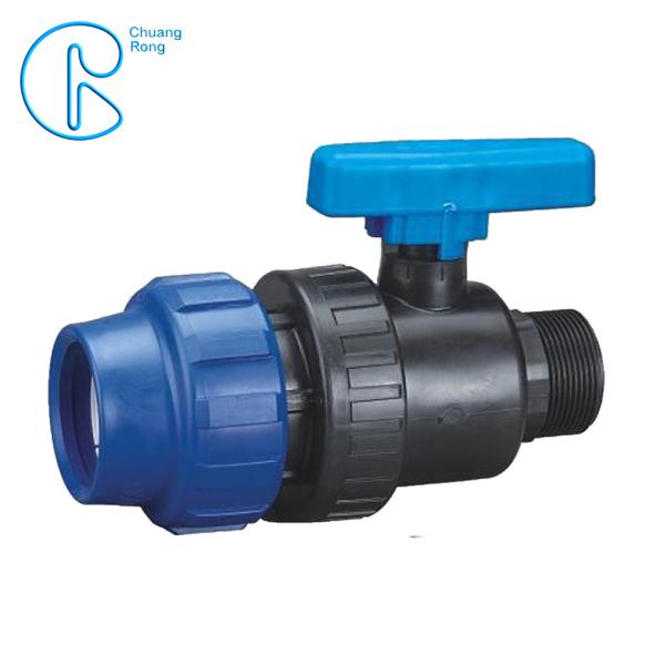 Plastic Compression Fitting Pipe Connectors Male Ball Valve In PN16