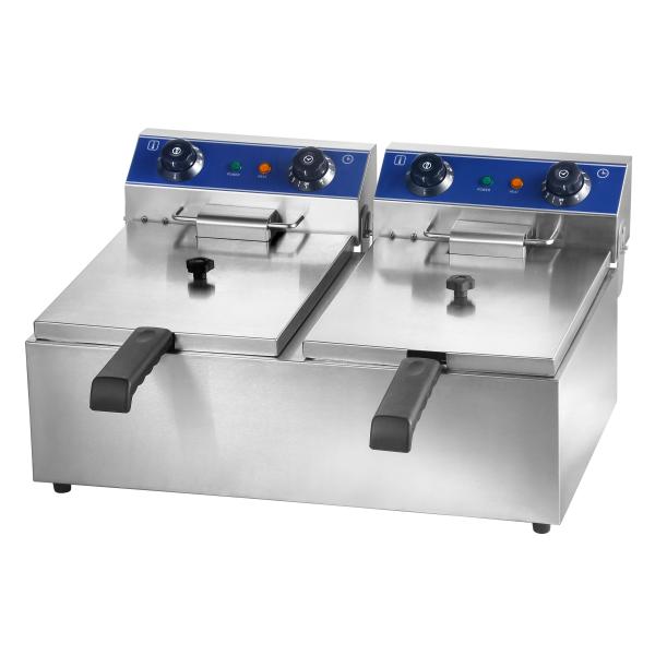 10L+10L Dual Tank Electric Deep Fryer With Basket Lifter And Temperature Control