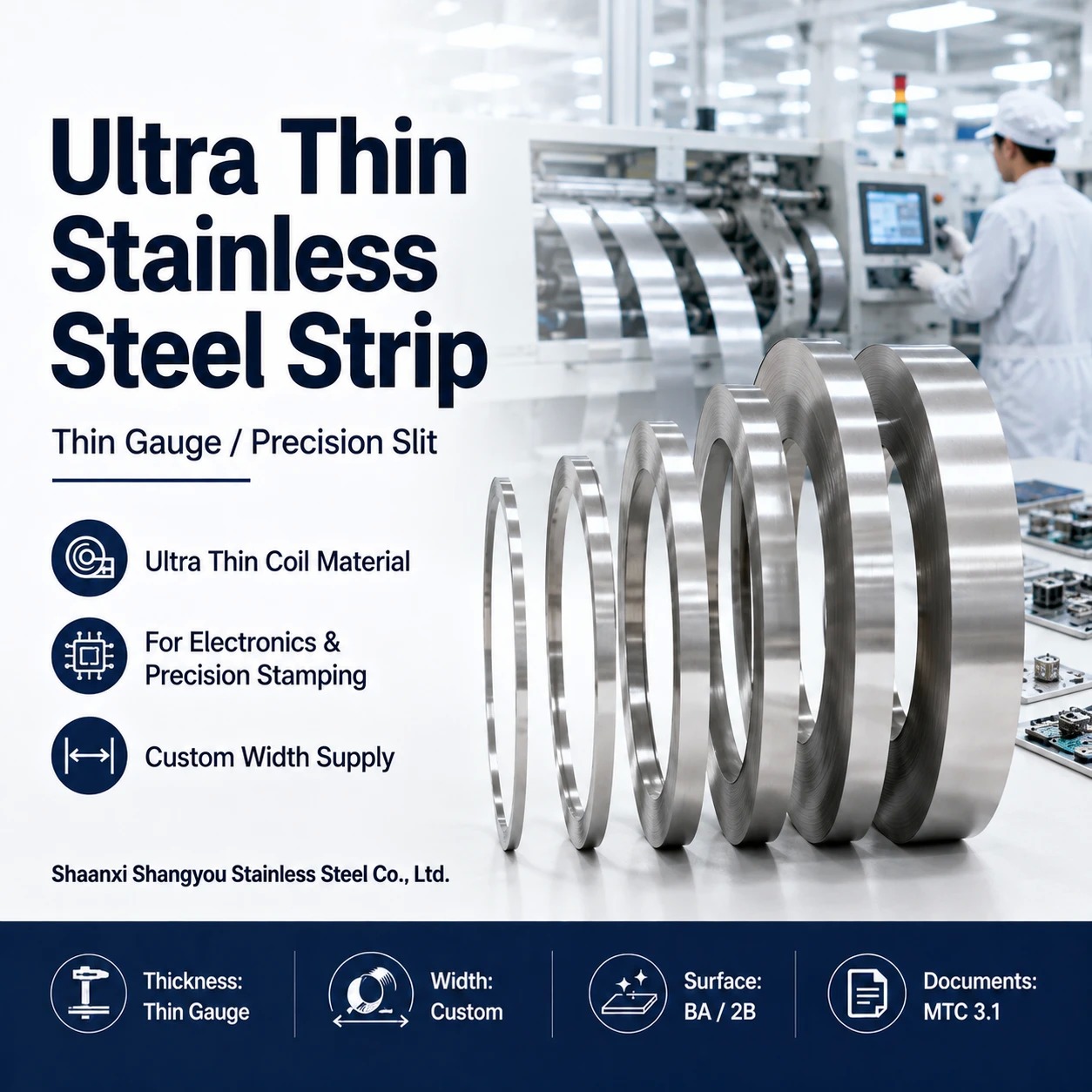 Ultra Thin Stainless Steel Strip for Precision Stamping Components