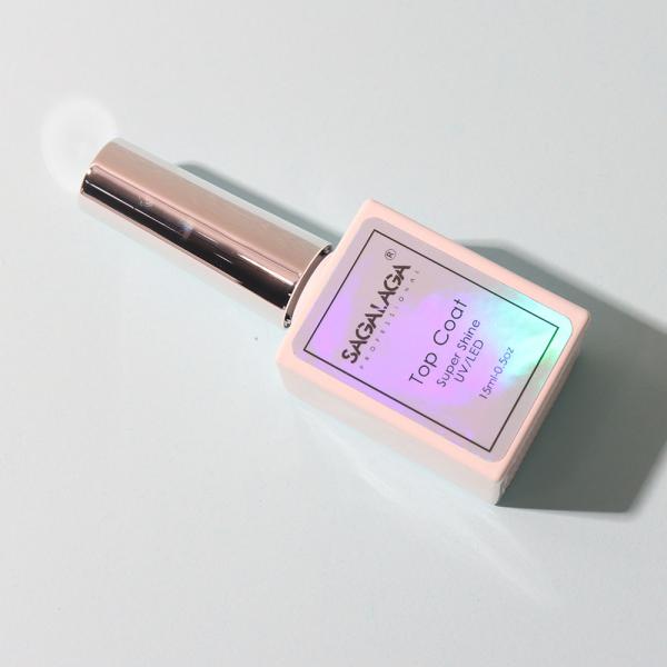 Vernis de finition brillant longue durée SAGALAGA certifié MSDS, sans essuyage, soak-off, 15ml, marque privée, gel polish durci