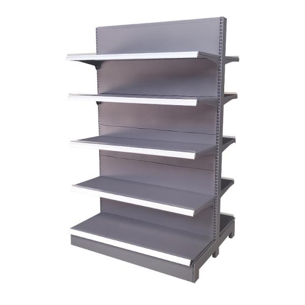 Double Sided Metal Display Rack Gondola Retail Shelving 1900mm With Pegboard Boards